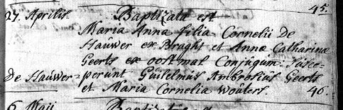 Doop Maria Anna De Houwer (1774)